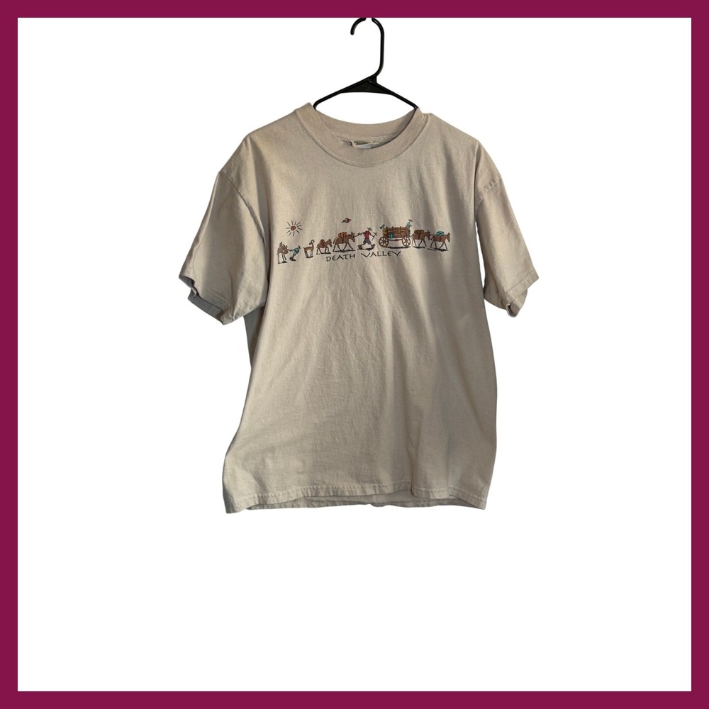 Fred Harvey Trading Company Death Valley Graphic T-Shirt Tan‎ Mens Large Cotton